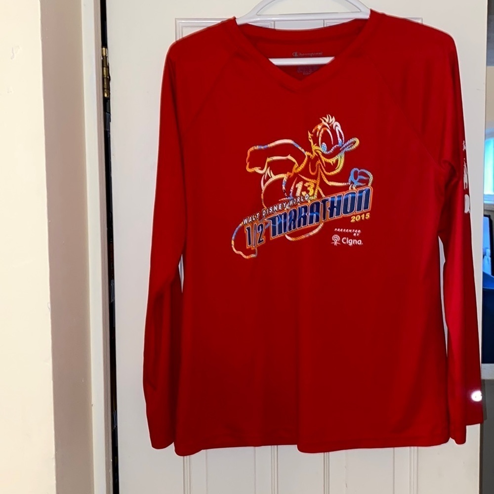 Champion Disney Donald Duck WDW Half Marathon 2015 Race Shirt Women's Large